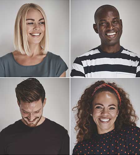 photo collage of people smiling